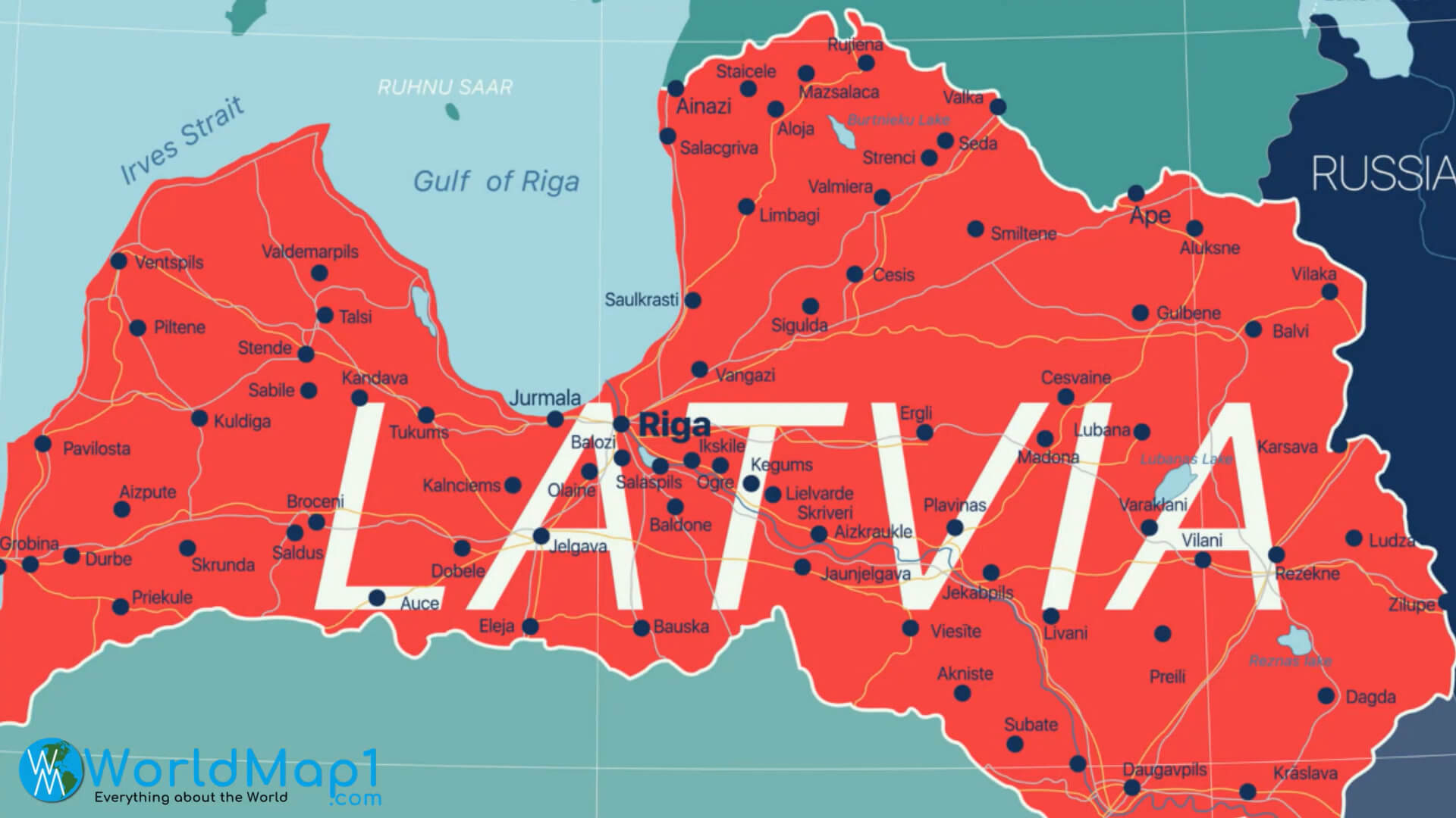 Latvia Major Cities Map